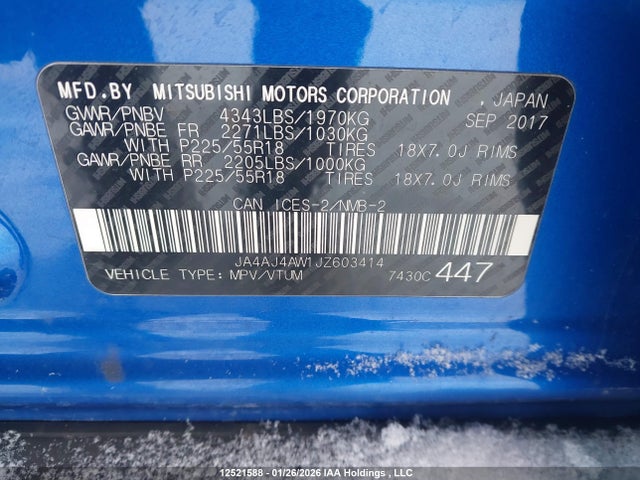 JA4AJ4AW1JZ603414 Mitsubishi Rvr Gt/se Anniversary Edition/se Limited Edition