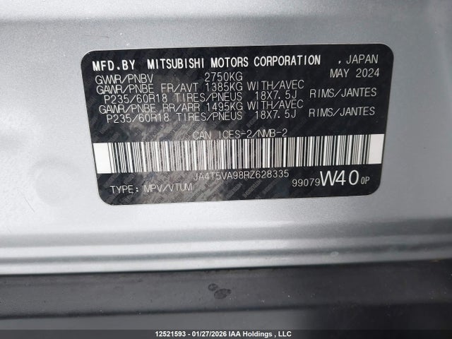 JA4T5VA98RZ628335 Mitsubishi OUTLANDER PHEV