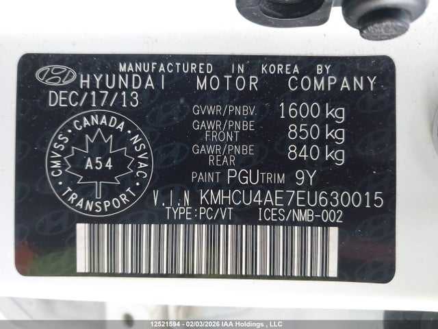 KMHCU4AE7EU630015 Hyundai ACCENT GLS