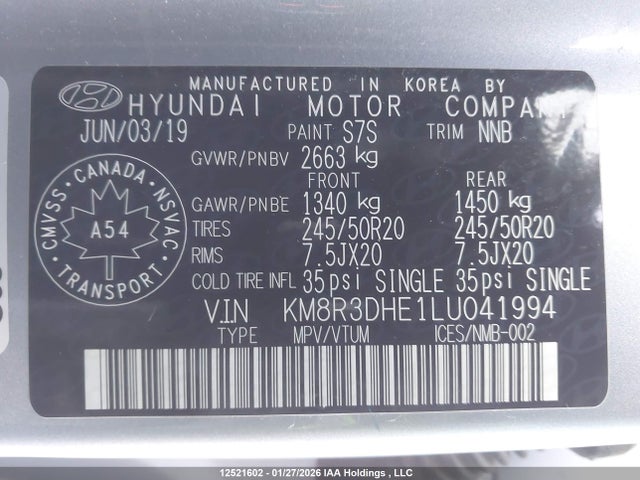 KM8R3DHE1LU041994 Hyundai Palisade Sel