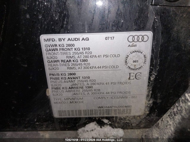 WA1A4AFY8J2034652 Audi Sq5 3.0t Progressiv