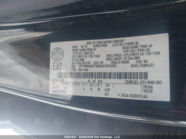 1FT8W4DT9KEC93352 Ford F-450 Lariat