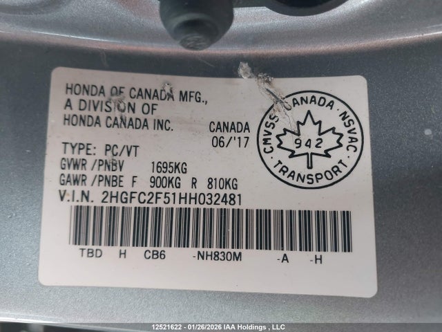 2HGFC2F51HH032481 Honda Civic Lx