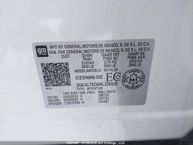2024 Gmc Terrain Sle მანქანა იყიდება აუქციონზე, vin: 3GKALTEG6RL226518, აუქციონის ნომერი: 12521697