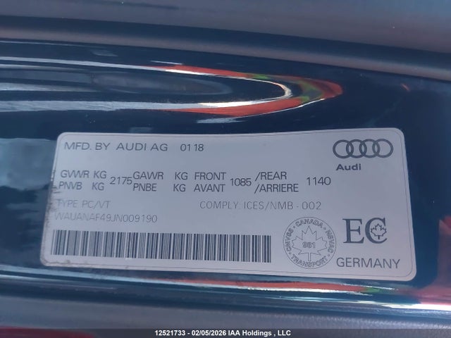 WAUANAF49JN009190 Audi A4 Komfort