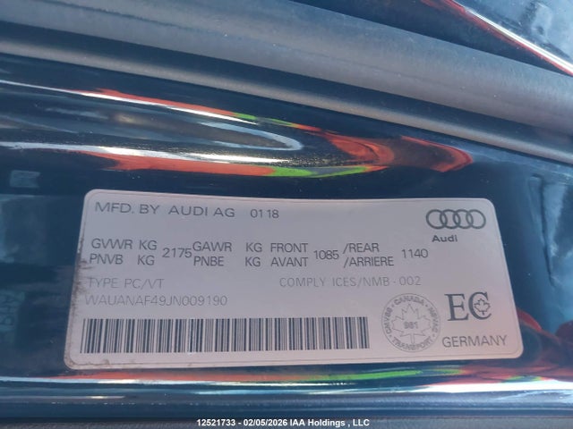 WAUANAF49JN009190 Audi A4 Komfort