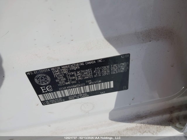 12521737 :رقم المزاد ، 2T3ZF4DV4AW024222 vin ، 2010 Toyota Rav4 مزاد بيع