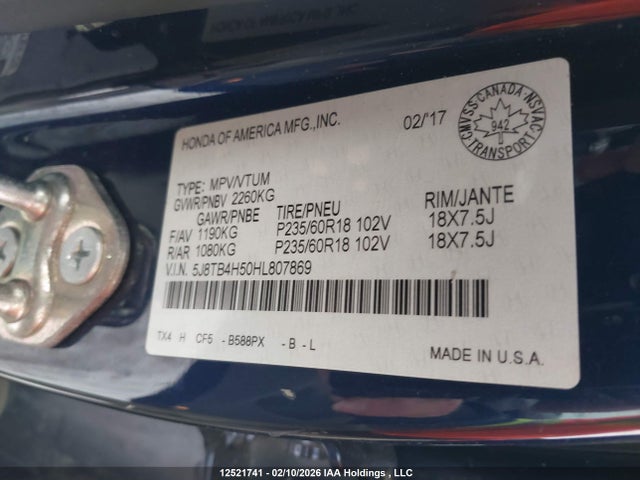 5J8TB4H50HL807869 Acura Rdx Tech