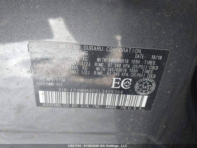 4S4WMAAD0L3425366 Subaru Ascent