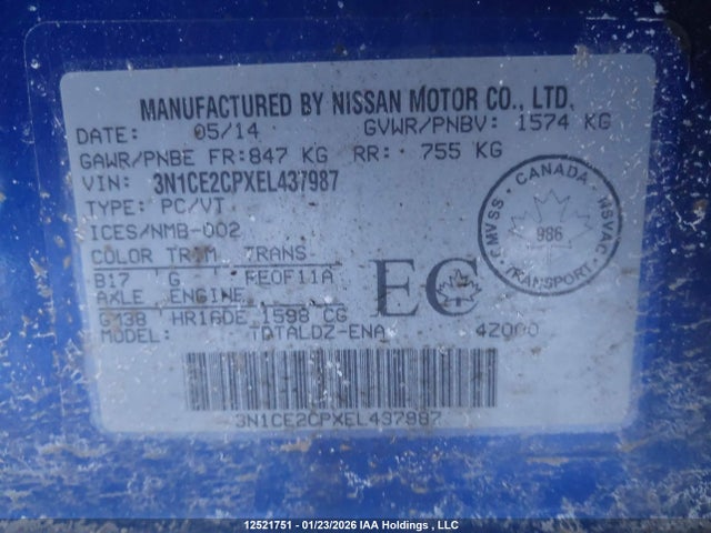 Nissan Versa 2014 3N1CE2CPXEL437987 Image 19