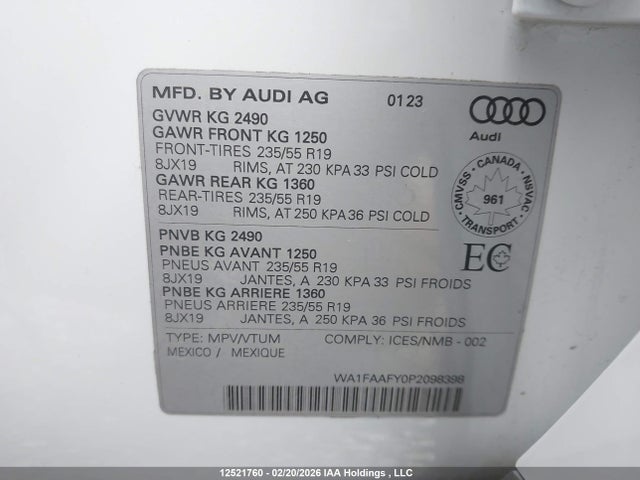 WA1FAAFY0P2098398 Audi Q5 Prestige 45