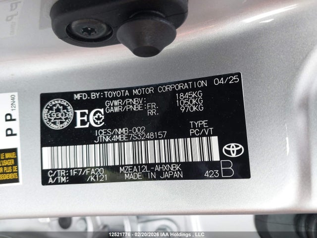 JTNK4MBE7S3248157 Toyota Corolla N