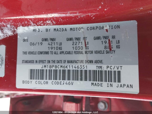 JM1BPBCM6K1146351 Mazda Mazda3 Gs