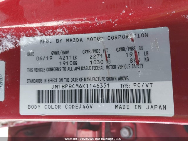 JM1BPBCM6K1146351 Mazda Mazda3 Gs