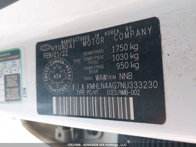 KMHLN4AG7NU333230 Hyundai Elantra Ultimate Ivt
