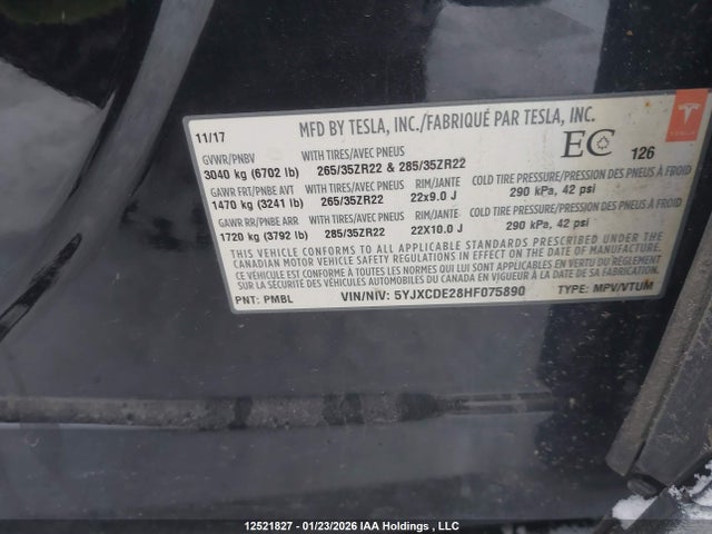 5YJXCDE28HF075890 Tesla Model X 100d/75d/90d