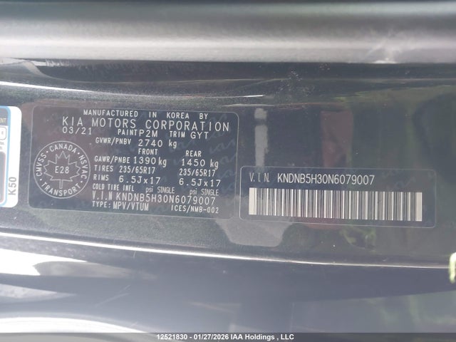 KNDNB5H30N6079007 KIA Carnival Lx/lx+