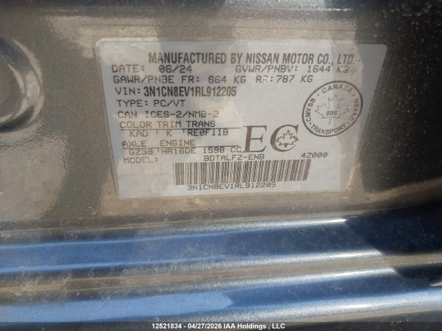 Nissan Versa 2024 3N1CN8EV1RL912205 Image 9