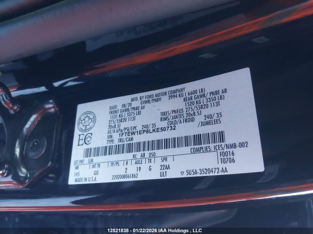 Ford F-150 Xl 2020 1FTEW1EP8LKE50732 Image 8
