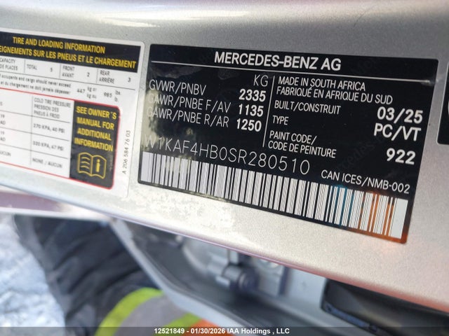 12521849 :رقم المزاد ، W1KAF4HB0SR280510 vin ، 2025 Mercedes-benz C 300 4matic مزاد بيع