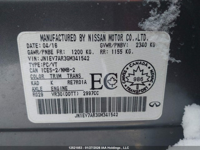 JN1EV7AR3GM341542 Infiniti Q50 3.0t