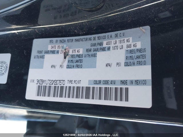 3MZBM1U72GM307670 Mazda 3 SPORT