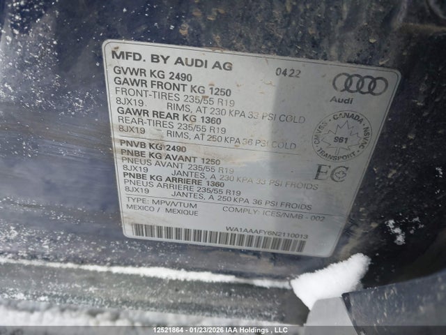 WA1AAAFY6N2110013 Audi Q5 45 Komfort