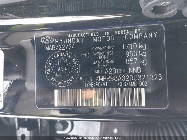Продаж на аукціоні авто 2024 Hyundai Venue Se, vin: KMHRB8A32RU321323, номер лоту: 12521876