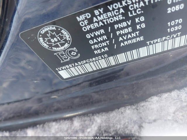 1VWBS7A30FC060210 Volkswagen Passat 1.8 Tsi Comfortline