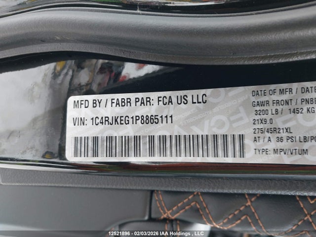 1C4RJKEG1P8865111 Jeep Grand Cherokee