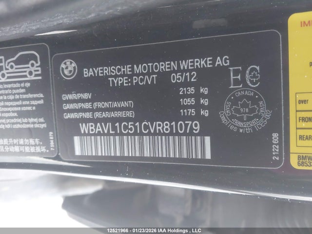 Продажа на аукционе авто 2012 Bmw X1 Xdrive28i, vin: WBAVL1C51CVR81079, номер лота: 12521966