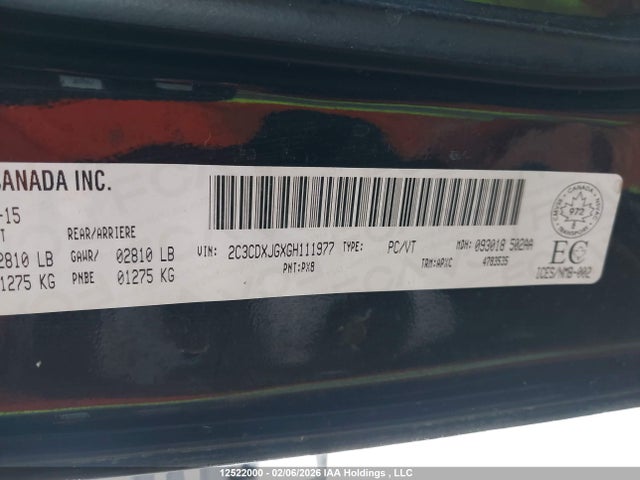 2C3CDXJGXGH111977 Dodge Charger Sxt