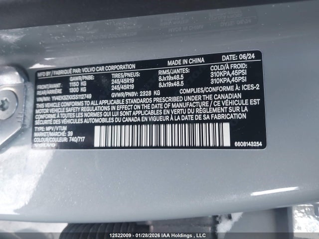 Aukcja sprzedaży 2025 Volvo Ex30 Twin Motor Performance Plus, vin: YV4EK3ZKXSS112749, numer aukcji: 12522009
