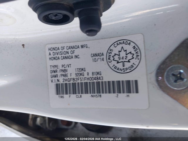 Honda CIVIC EX 2015 2HGFB2F51FH004843 Image 9