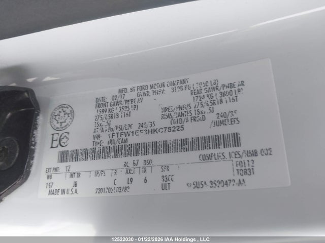 Продаж на аукціоні авто 2017 Ford F150 Supercrew, vin: 1FTFW1EF3HKC78225, номер лоту: 12522030