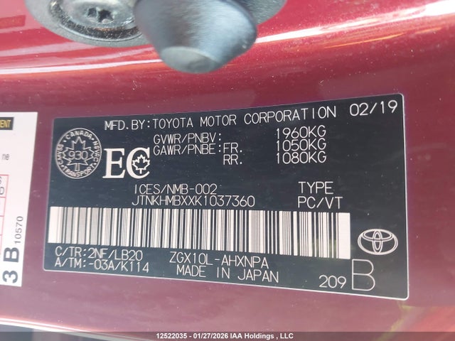 JTNKHMBXXK1037360 Toyota C-HR XLE