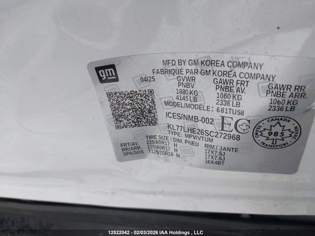 KL77LHE26SC272968 Chevrolet Trax Lt Fwd