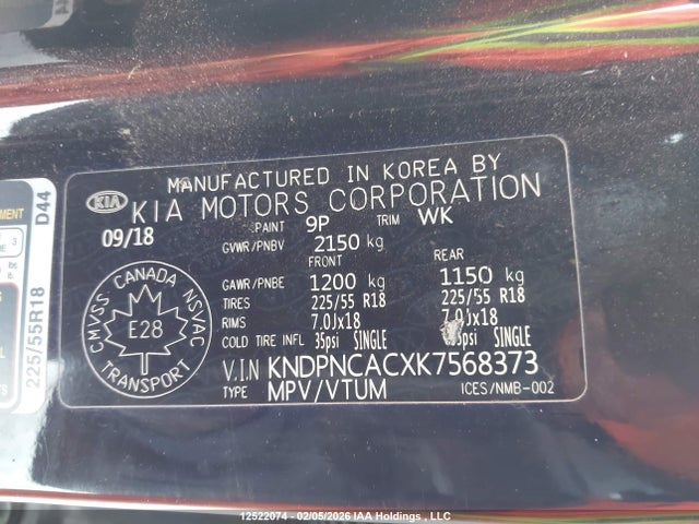 KNDPNCACXK7568373 KIA Sportage Ex/ex Premium/ex Tech