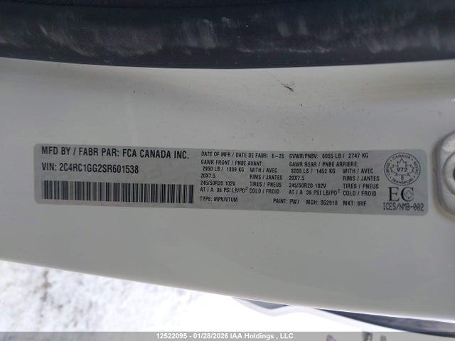 Chrysler Pacifica Limited 2025 2C4RC1GG2SR601538 Image 9