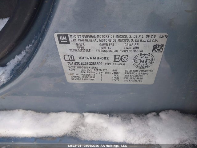 3GTU2UEC5FG285899 GMC Sierra 1500 Sle