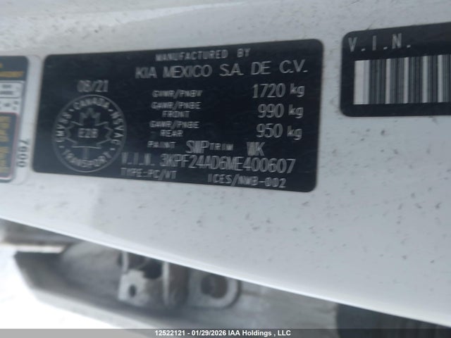 3KPF24AD6ME400607 KIA Forte