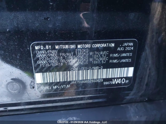 JA4T5VA98SZ602629 Mitsubishi Outlander Se
