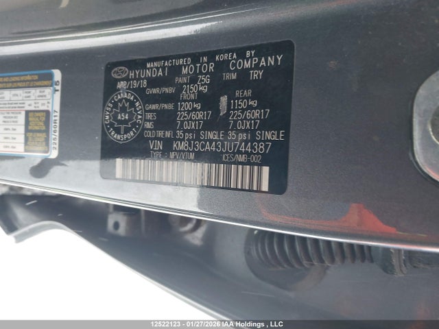 KM8J3CA43JU744387 Hyundai Tucson Se 2.0l