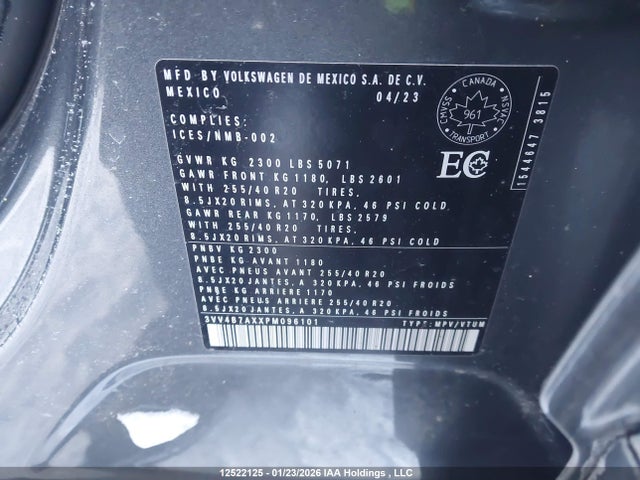 3VV4B7AXXPM096101 Volkswagen Tiguan Highline R-line