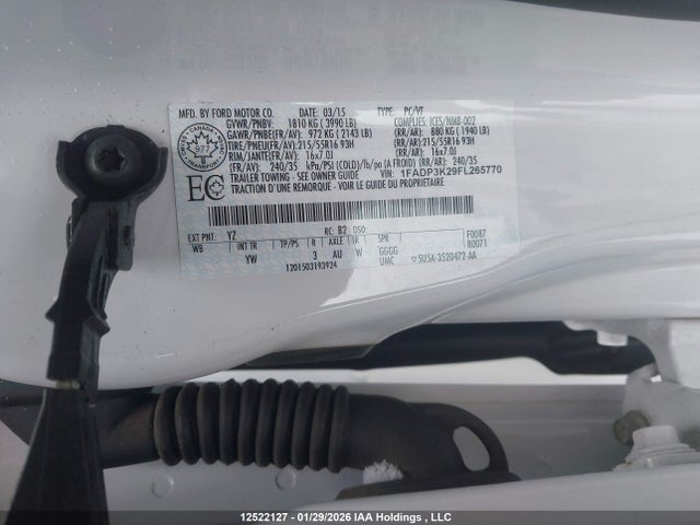 12522127 :رقم المزاد ، 1FADP3K29FL265770 vin ، 2015 Ford Focus Se مزاد بيع