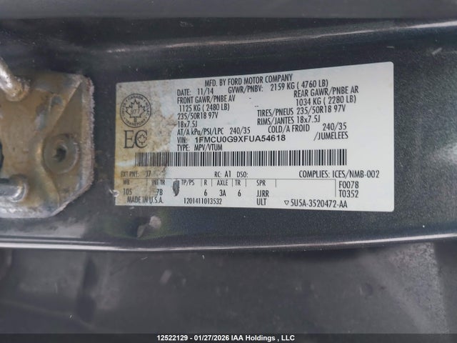 1FMCU0G9XFUA54618 Ford ESCAPE SE