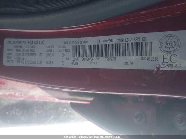 RAM 1500 Sport 2019 1C6SRFTT8KN760794 Image 9