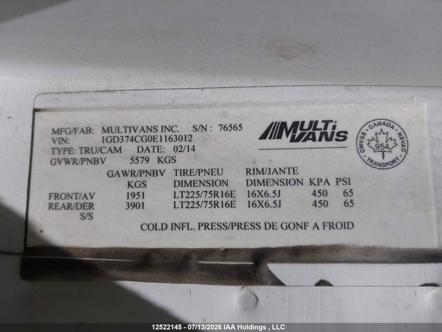 1GD374CG0E1163012 GMC Savana Cutaway 3500