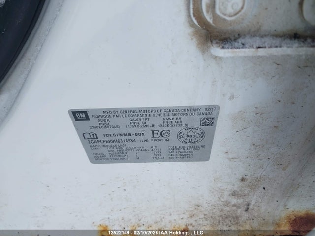 Продаж на аукціоні авто 2017 Chevrolet Equinox 1lt, vin: 2GNFLFEK9H6314934, номер лоту: 12522149