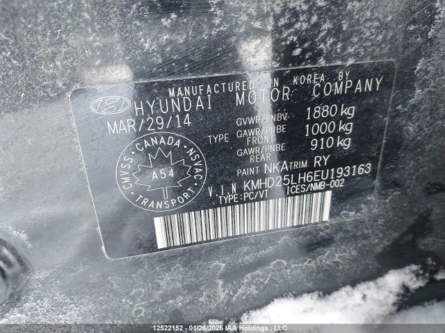 KMHD25LH6EU193163 Hyundai Elantra Gt Gl